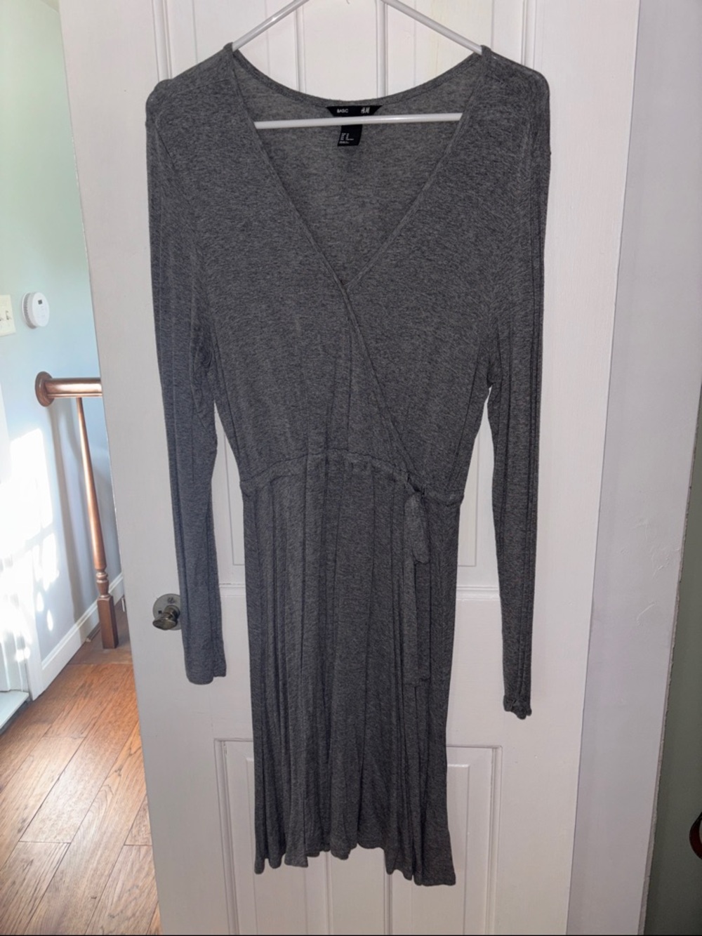 H&M Gray Wrap-Front Long Sleeve Dress